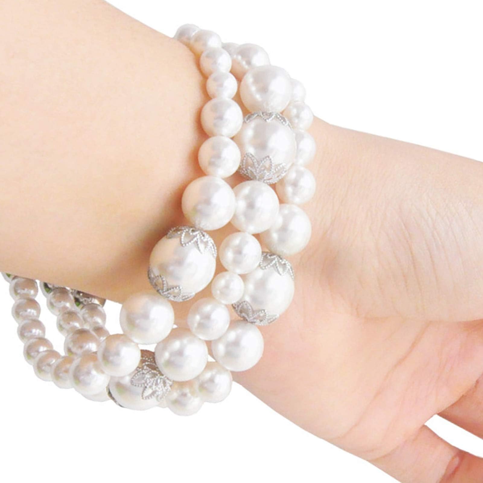 White Pearl Smartwatch Band 38mm of Series 3 2 1 / 40mm of Series 4 New Watch Elastic Bracelet Bands Shell Pearl Girls Women Fashion Jewelry Handmade Watch Replacement Wristband Wearable Technology