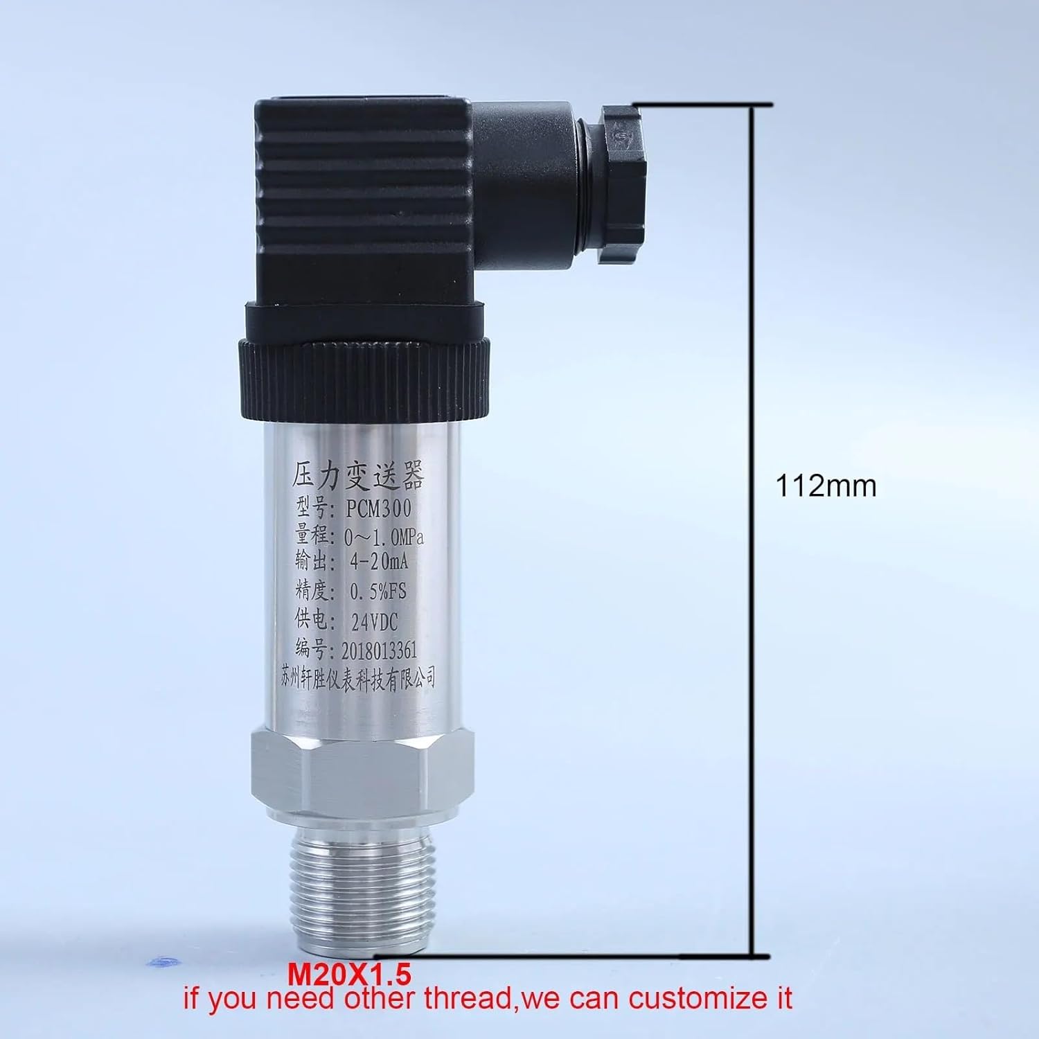 Silicon Pressure Transmitter Pressure Transducer 4-20mA Output M20*1.5 Thread(0-40Mpa)