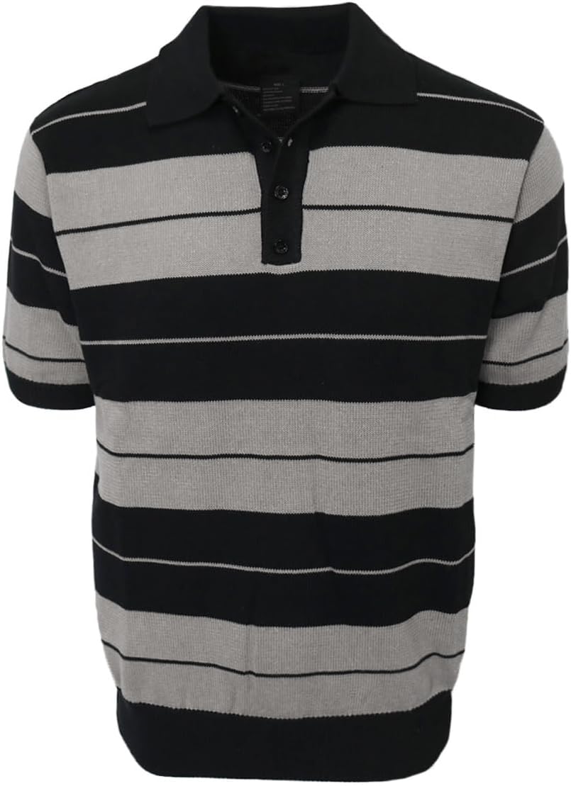 URBANJ Men's Charlie Brown Shirt Short Sleeve Striped Knit Polo Shirts