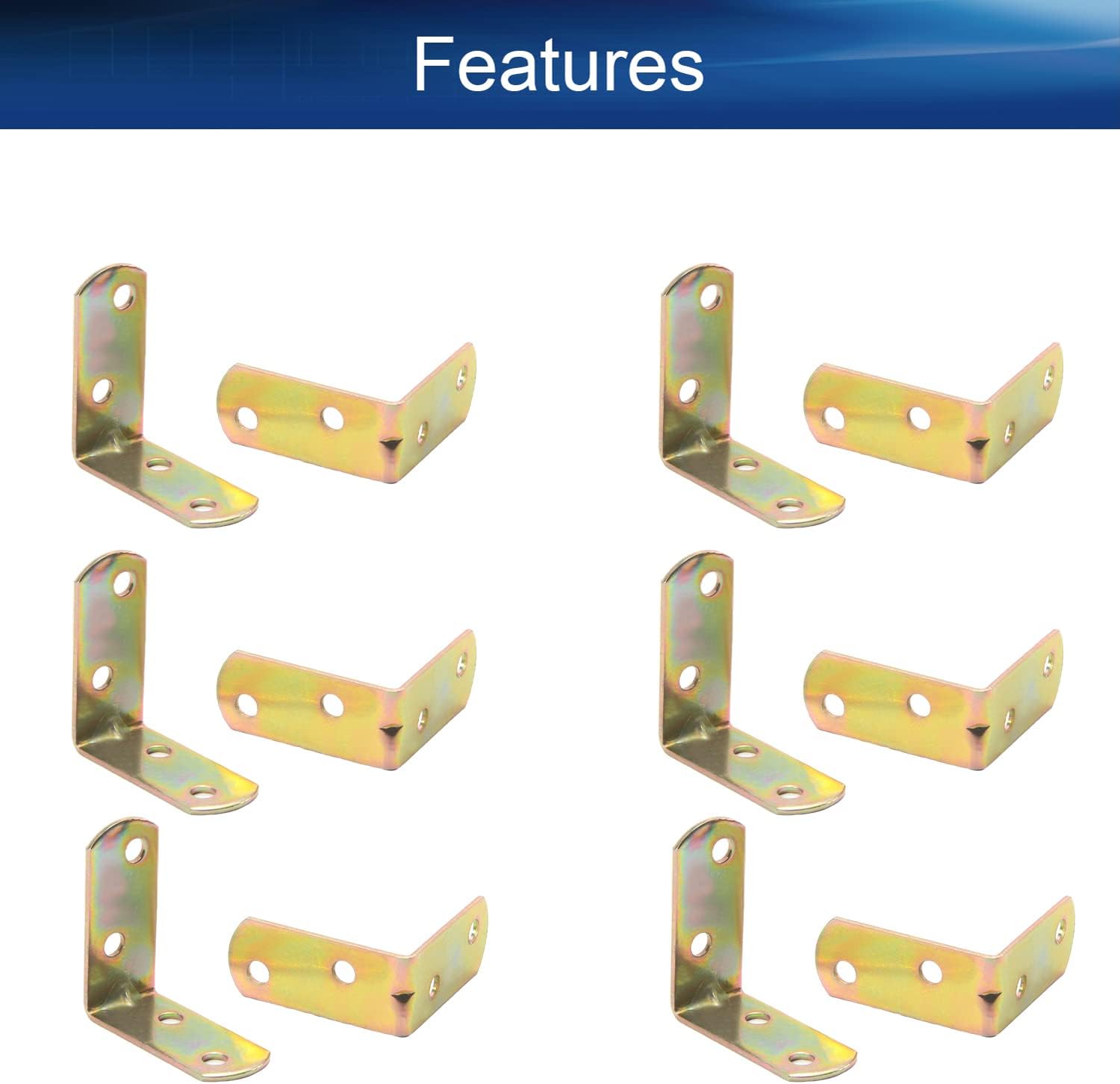 Yinpecly Corner Brace 50 PCS 1.57" x 1.57" L-Shaped Plating Angle Brace Color Zinc Iron Rracket Right Angle Joint Bracket Fastener Connection Angle Bracket
