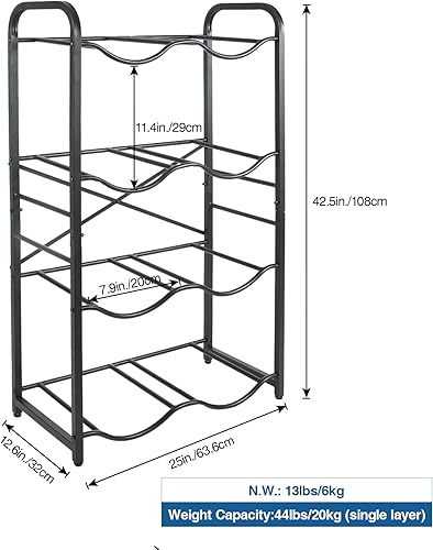 Miniatura 2 de Soporte para botellas de agua de 5 galones, estante para botellas de agua de 4 niveles para 8 botellas, estante de organización y almacenamiento
