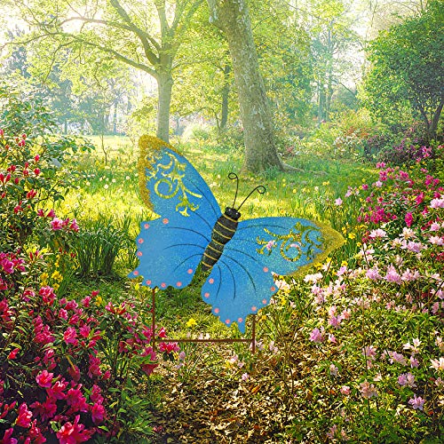 Butterfly Garden Stake Decorative Butterfly Yard Stake, Cute Insect Decor Metal Yard Art Decor Outdoor Garden Decoration For Patio Porch Lawn Pathway Backyard (Blue) #TOP4