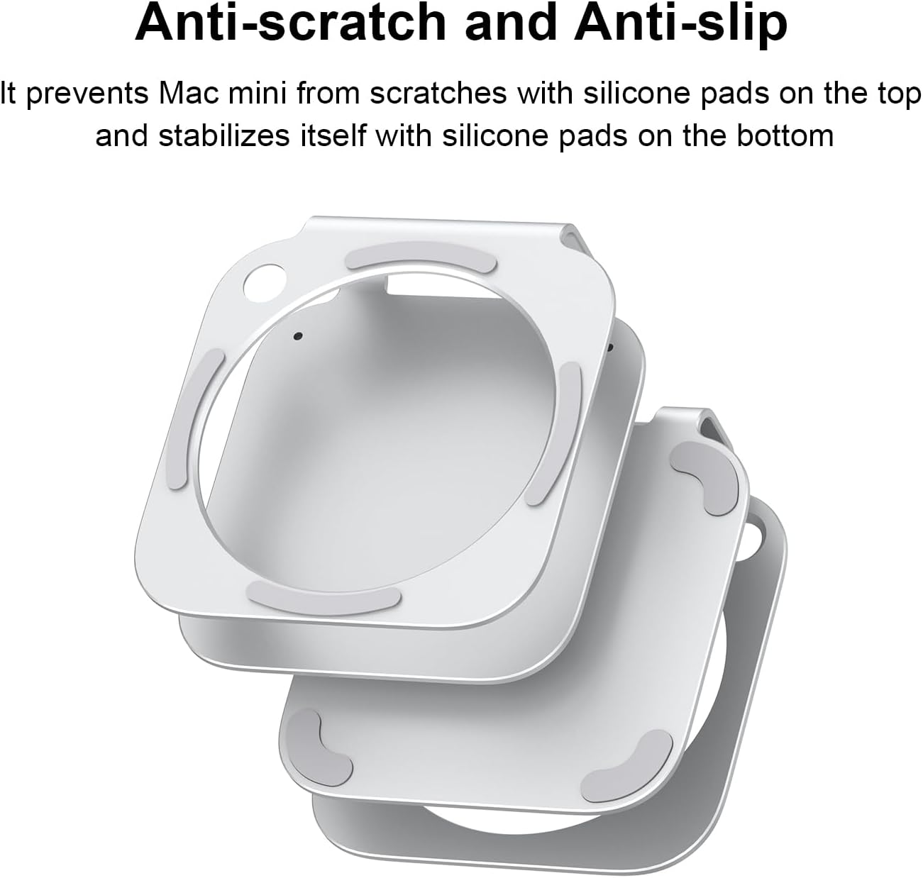 Qwiizlab Aluminum Stand for 2024 Mac mini M4/M4 Pro, Convenient Acess to Power Button, Anti-Scratch, Anti-Slip, Avoid Overheating, Durable and Sturdy Design (Silver)
