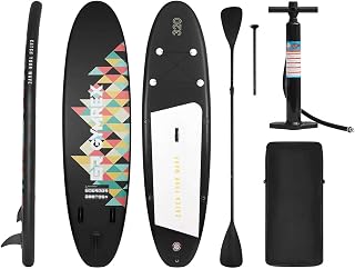 Gymrex GR-SPB320 Inflatable SUP Board 130 kg Inflatable Black Stand Up Paddle Board SUP Board Inflatable Stand Up Paddle Board (Plastic, Double-Layered, Inflation Time 340 s)