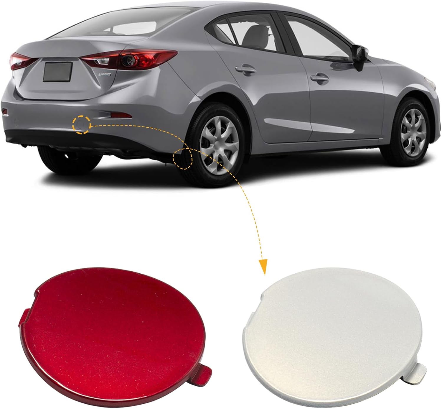 Rear Bumper Tow Hook Cover Towing Eye Cap Fit for Mazda 3 Axela 2014 2015 2016 2017 2018 BHN1-50-EK1-BB BHN150EK1BB (Blue, right passenger side) Xinpinsai