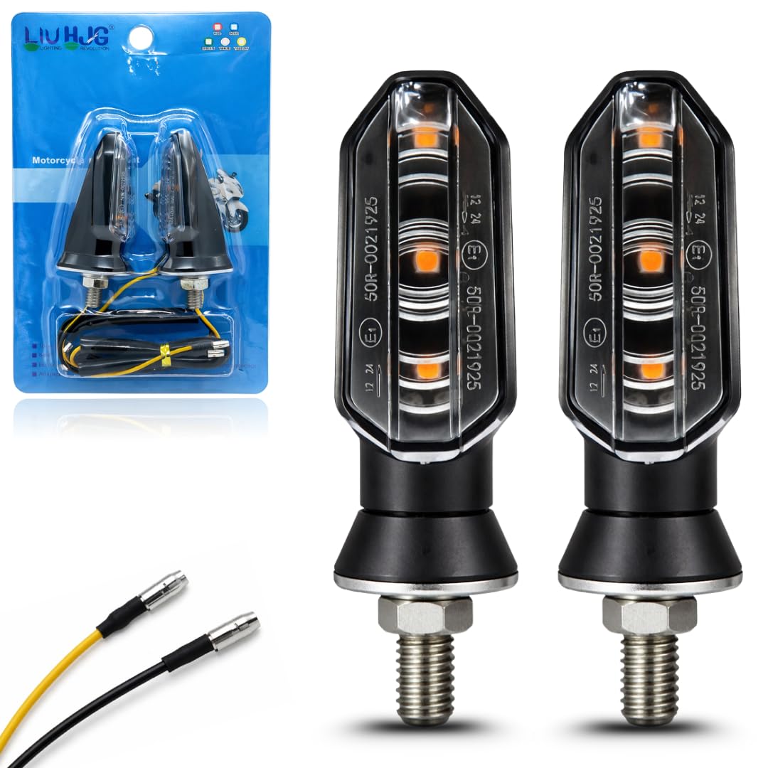 LIU HJG Motorcycle 3 LED Turn Signal Light Small Indicators Waterproof Heavy Duty 12V DC Power Yellow Light Reflection Universal fit for All Bikes Models (Pack of 1 Set)-image-41
