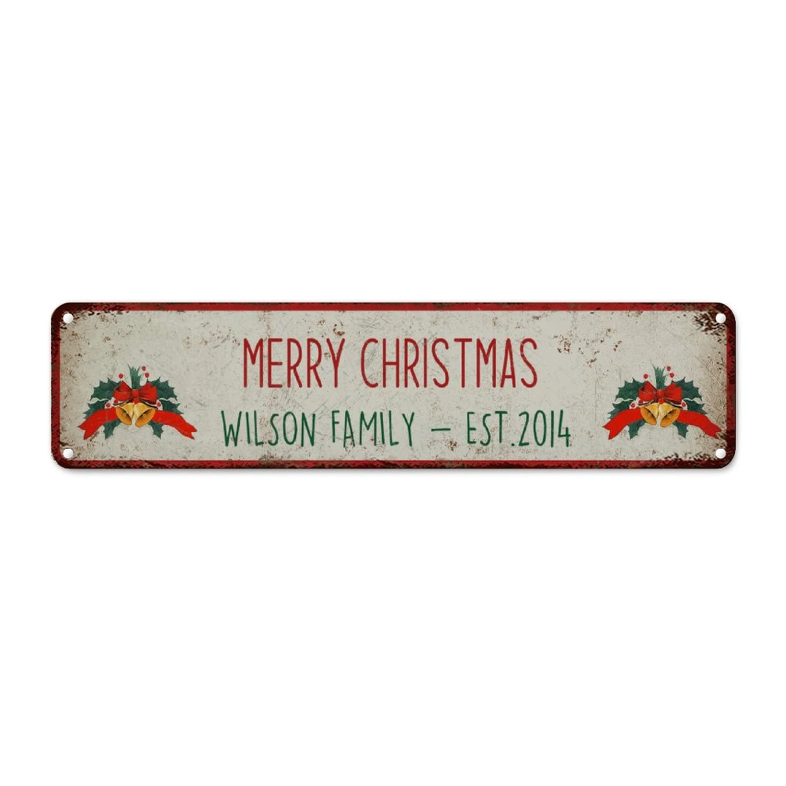 Décoration murale en métal de qualité Noël rétro format 61x15,2 cm