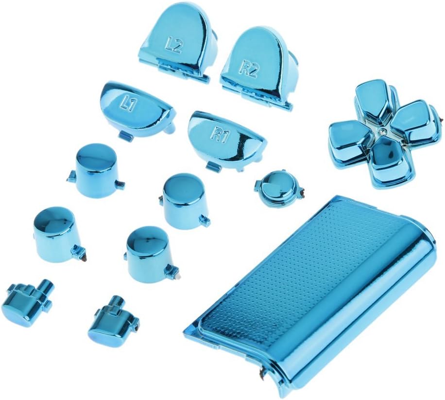 GRTD Blue Full Button Set Kit for Sony PS4 Controller Replacement Part, ABXY D-pad Mod Left Right Trigger Touch Pad//894