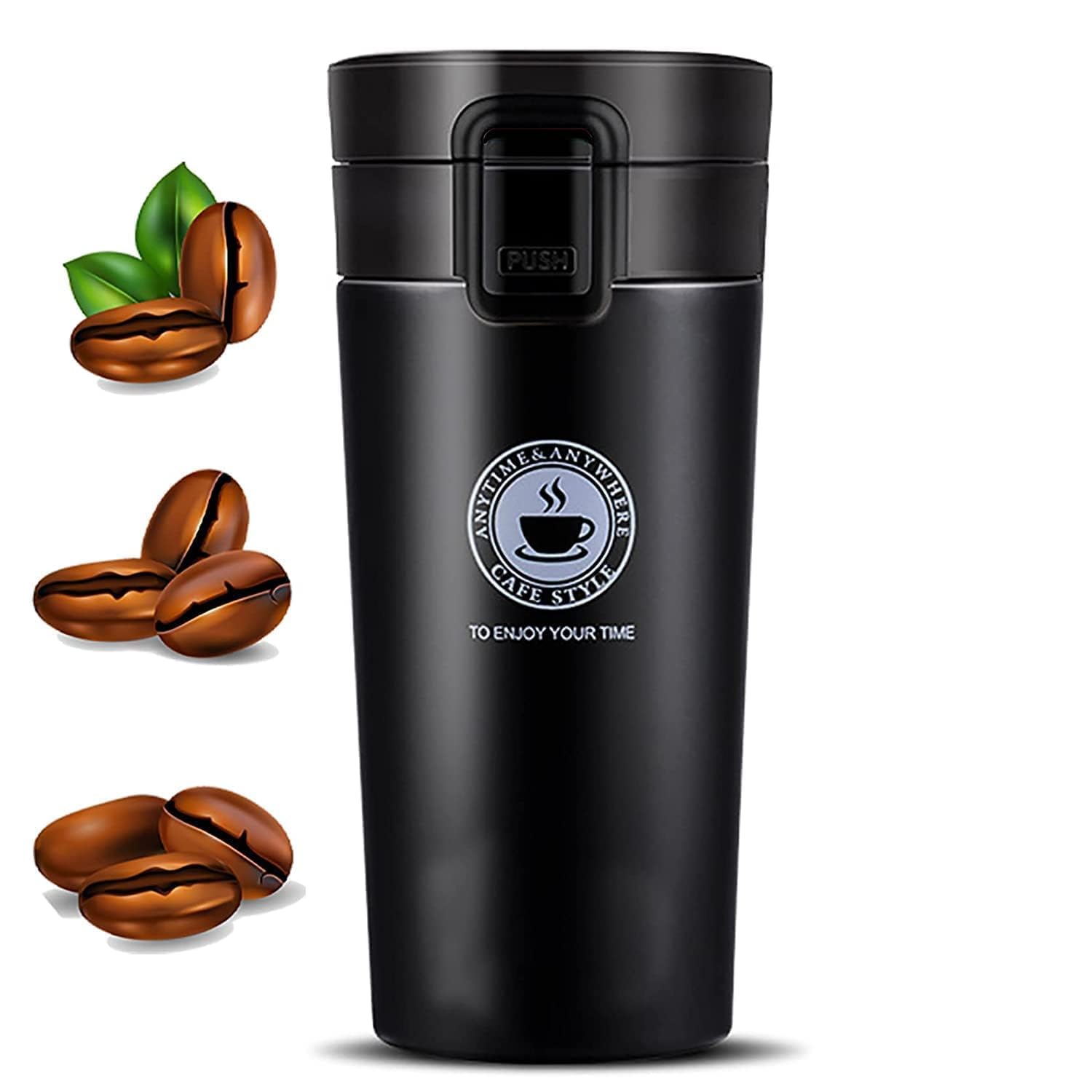 METALIYA Coffee Mug Double Wall Stainless Steel Tumbler Vacuum Flask Bottle Thermo Tea Mug Travel Mug 500ML - Tumbler with Flip Lid Mesh Filter Hot and Cold for 6 Hours