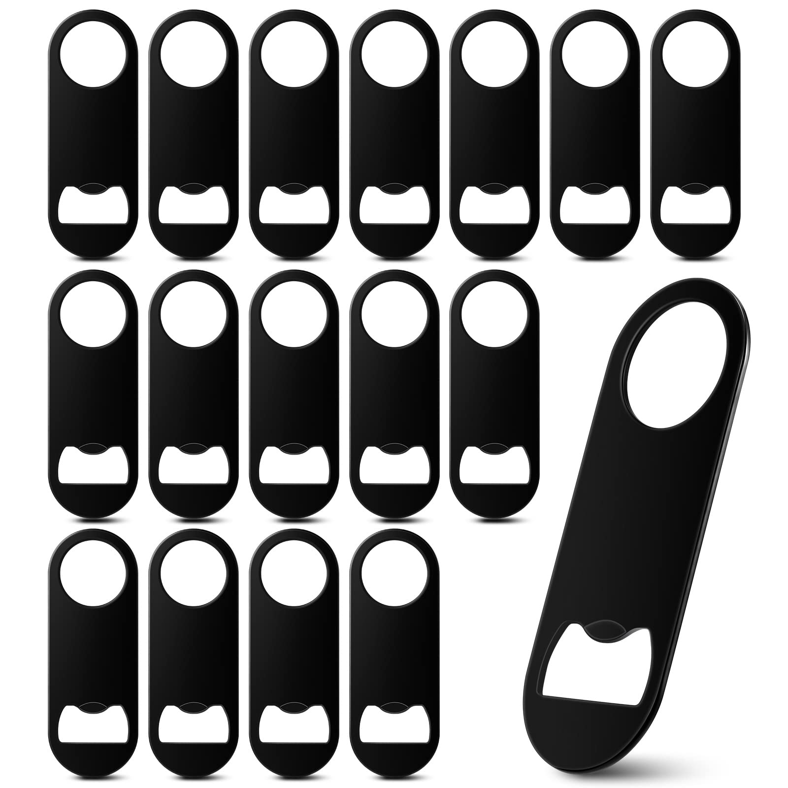 18 Paquetes Abrebotellas Plano de Acero Inoxidable Abridor de Botellas de Cerveza Abridor de Botellas de Camarero Llave de Barra Negra Herramienta para Abrir Lata de Refresco, 3,46 Pulgadas