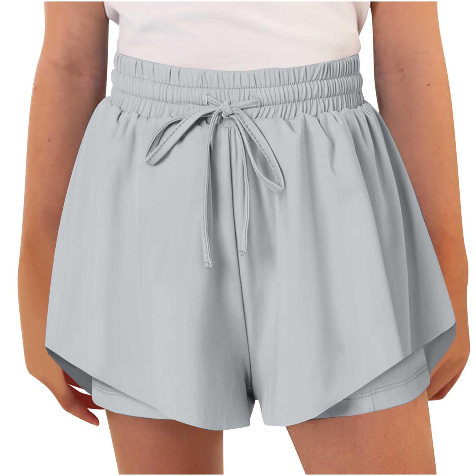duxyoz Flowy Athletic Shorts for Girls Butterfly Shorts for Kids Teens Preppy Tennis Running Athletic Short with Liner 2-in-1 Double Layer Quick-Drying Comfy Short Pants Summer Clothes 10-11 Years