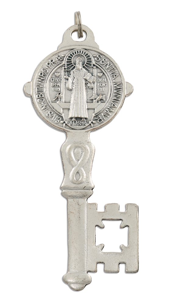 Catholica Shop Catholic Religious Saint Benedict Oxidized Metal Key of Heaven Home Protection | 5 x 2 Inches
