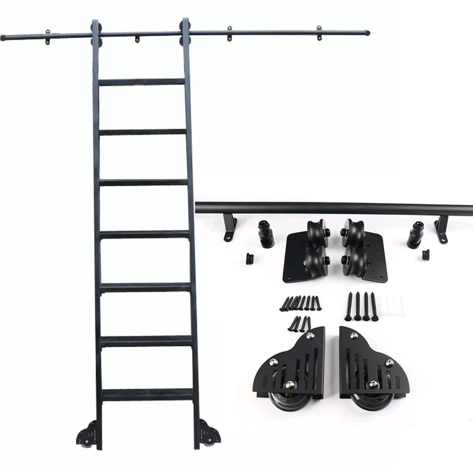 Kit de rails pour échelle coulissante tube rond en acier 3,3 à 20 pieds
