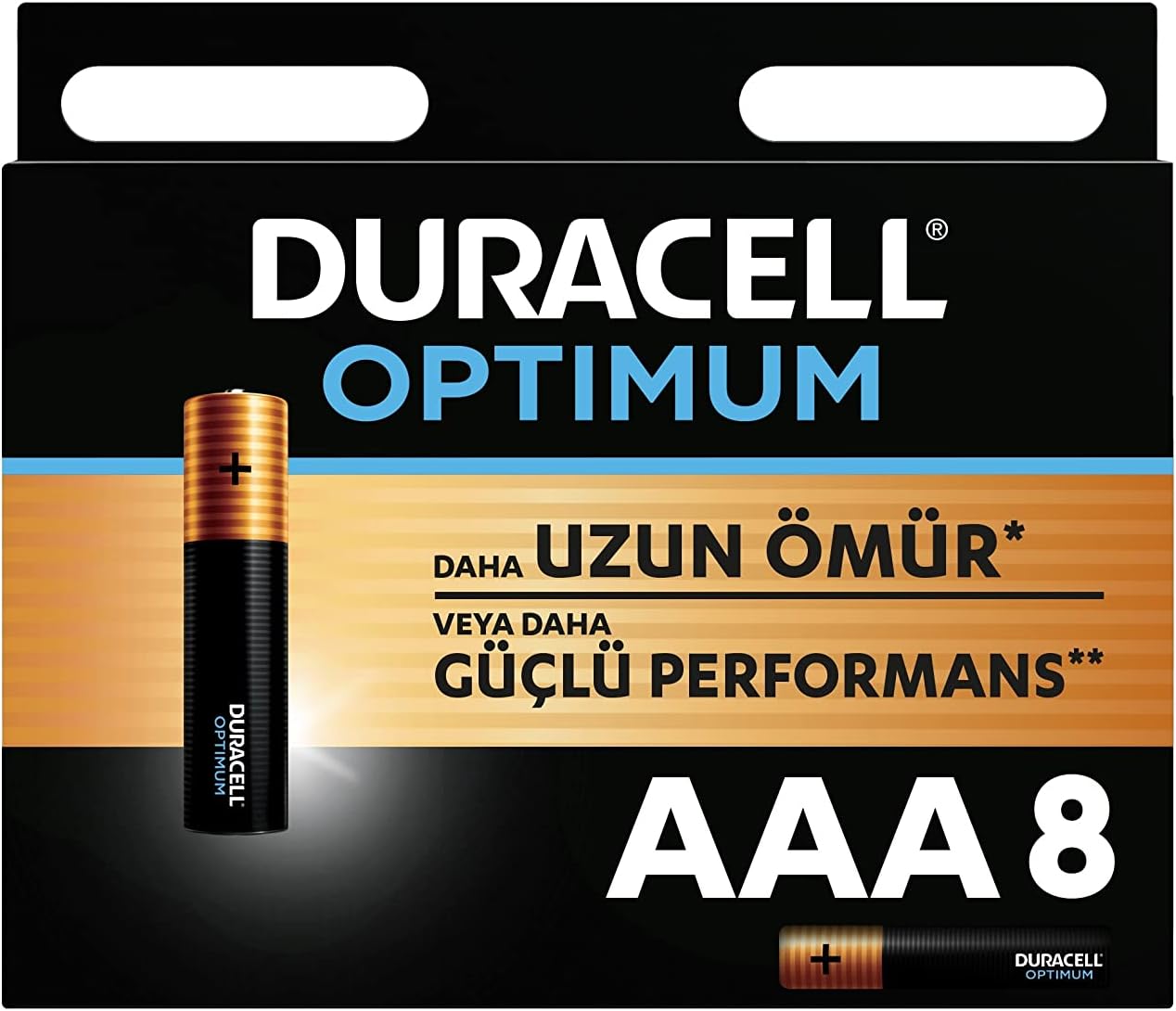 Duracell Optimum AAA İnce Kalem Pil (8’li Paket) - Alkalin Pil 1,5V - Pil Saklama Paketi - LR03 MX2400