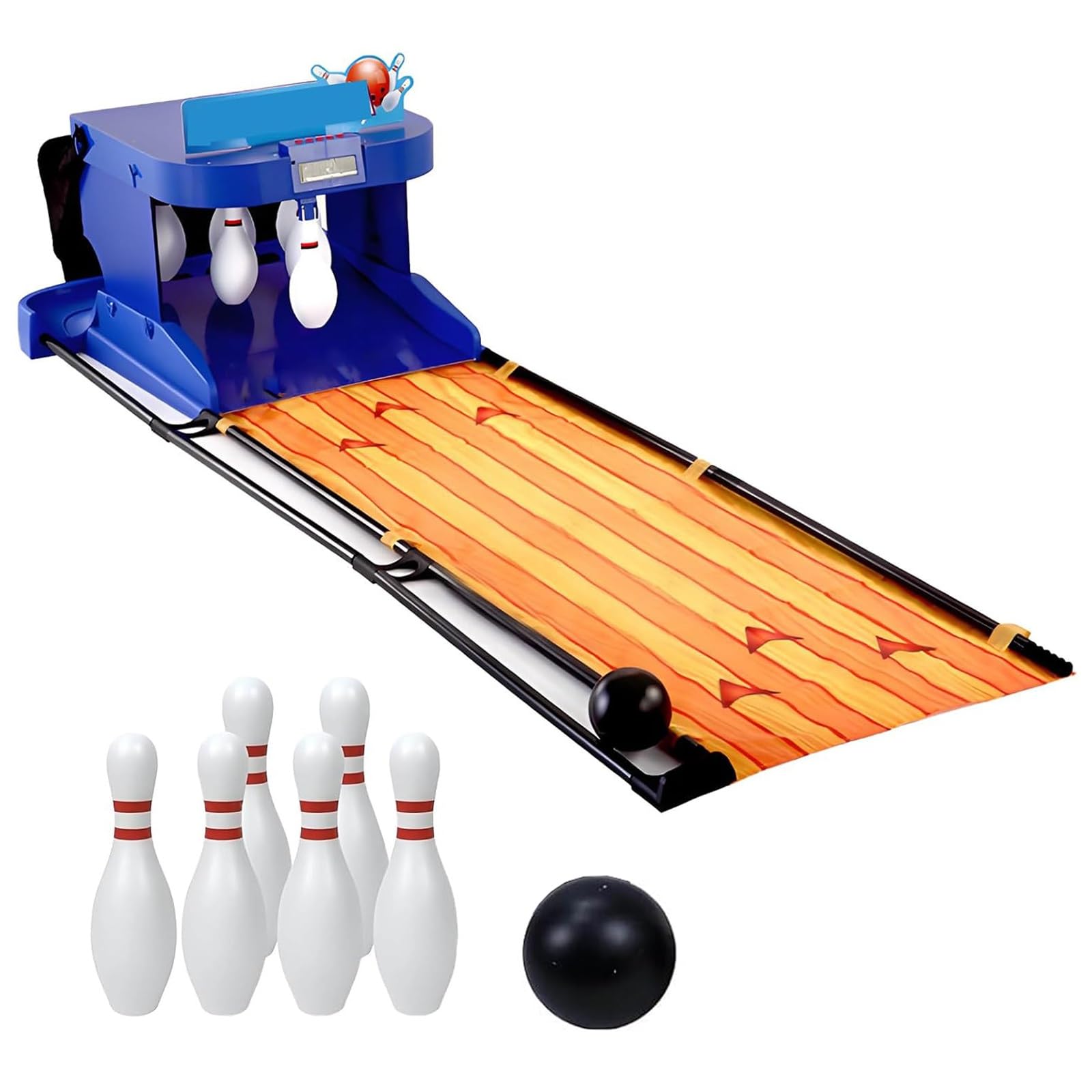 Elektrische Bowling-Arcade-Maschine für den Heimgebrauch, automatischer Ball-/Pin-Reset, LED-Leuchten & Soundeffekte