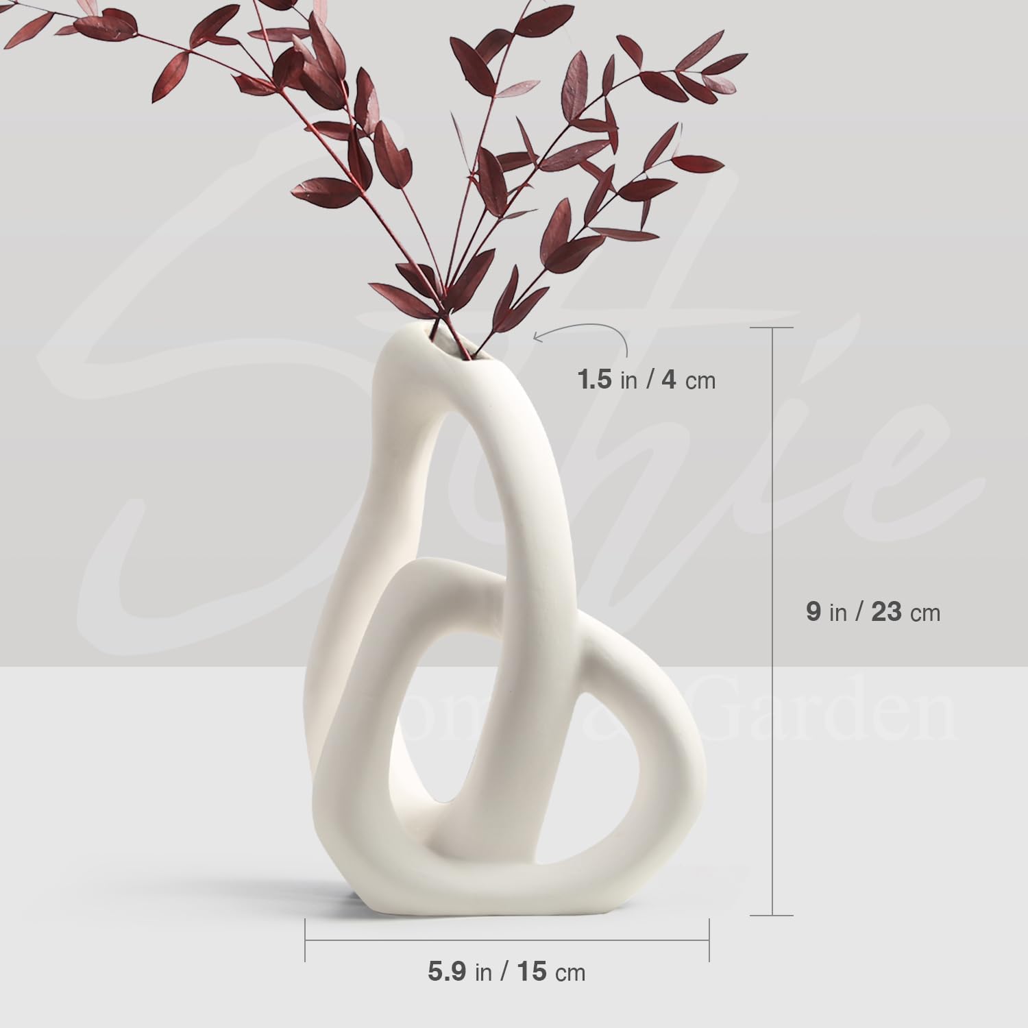 Jarrones modernos de cerámica blanca para decoración del hogar, florero decorativo bohemio para ramo de hierba de pampas, sala de estar, dormitorio, cocina, decoración maximalista (blanco) 5