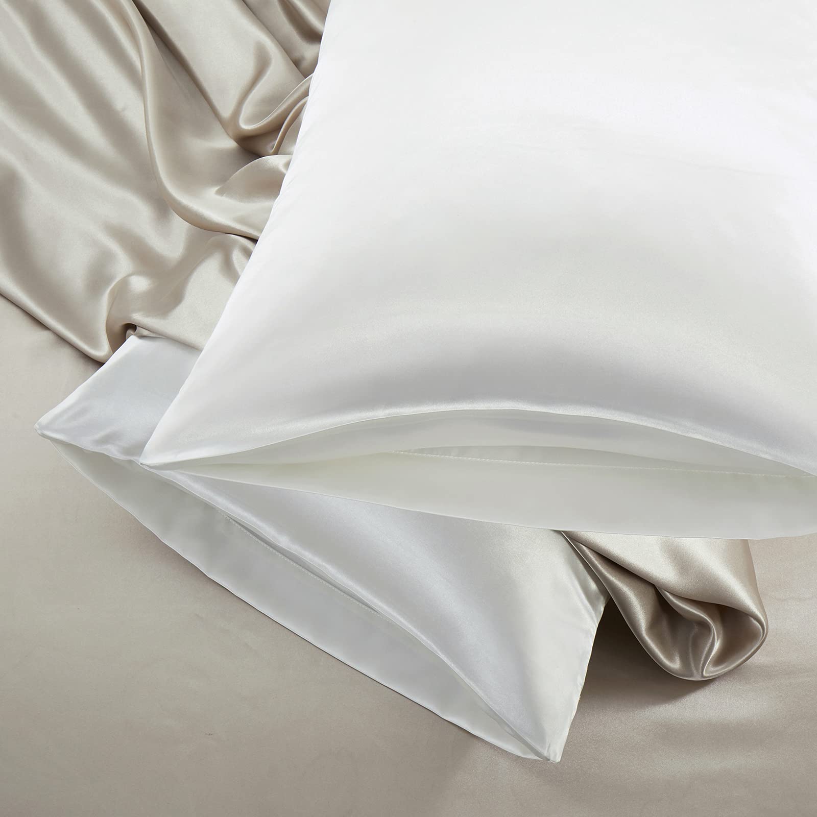 Aormenzy Satin Body Pillow Cover Set Of 2 - Silky Soft & Cooling 20x54 Inch Pillowcases With Envelope Closure