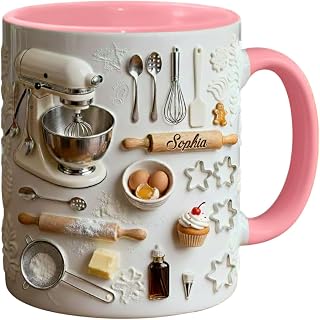 Love Baking Personalized Baking Accent Mug & Coaster Custom Name Text Funny Gift For Bakers Kitchen Coffee Tea Cup Unique
