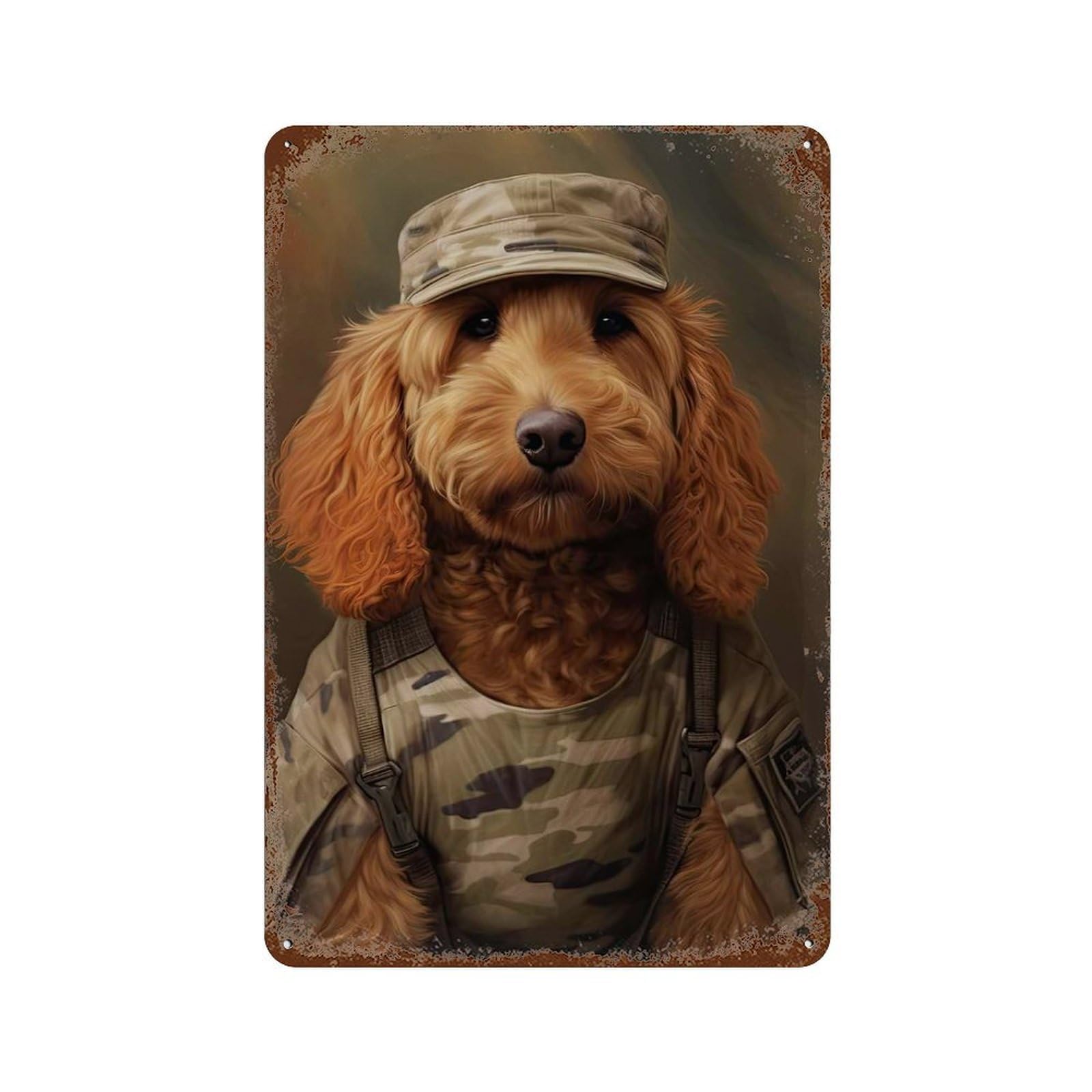 Goldendoodle Soldier Retro Metal Sign 11.8"x7.9", Ideal for Shed, Workshop And Garage Wall Decor