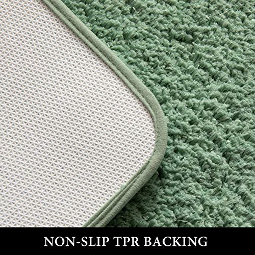 Miulee Set Of 2 Non Slip Shaggy Bathroom Rugs Extra Thick Soft Bath Mats Plush Microfiber Absorbent Water For Tub Shower Machine Washable (Sage Green, 16X24 Inches) #TOP3