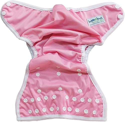 Nappy Cover – fits 5-17kg - waterproof - pink - size adjustable - wipeable - snap waist closure - reusable - machine washable