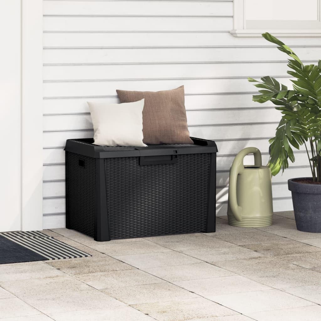 Gartenbox in Holzoptik Organizer Box Spielzeug Multibox Wasserdicht Outdoor, Gartenbox Anthrazit 125 L aus PP