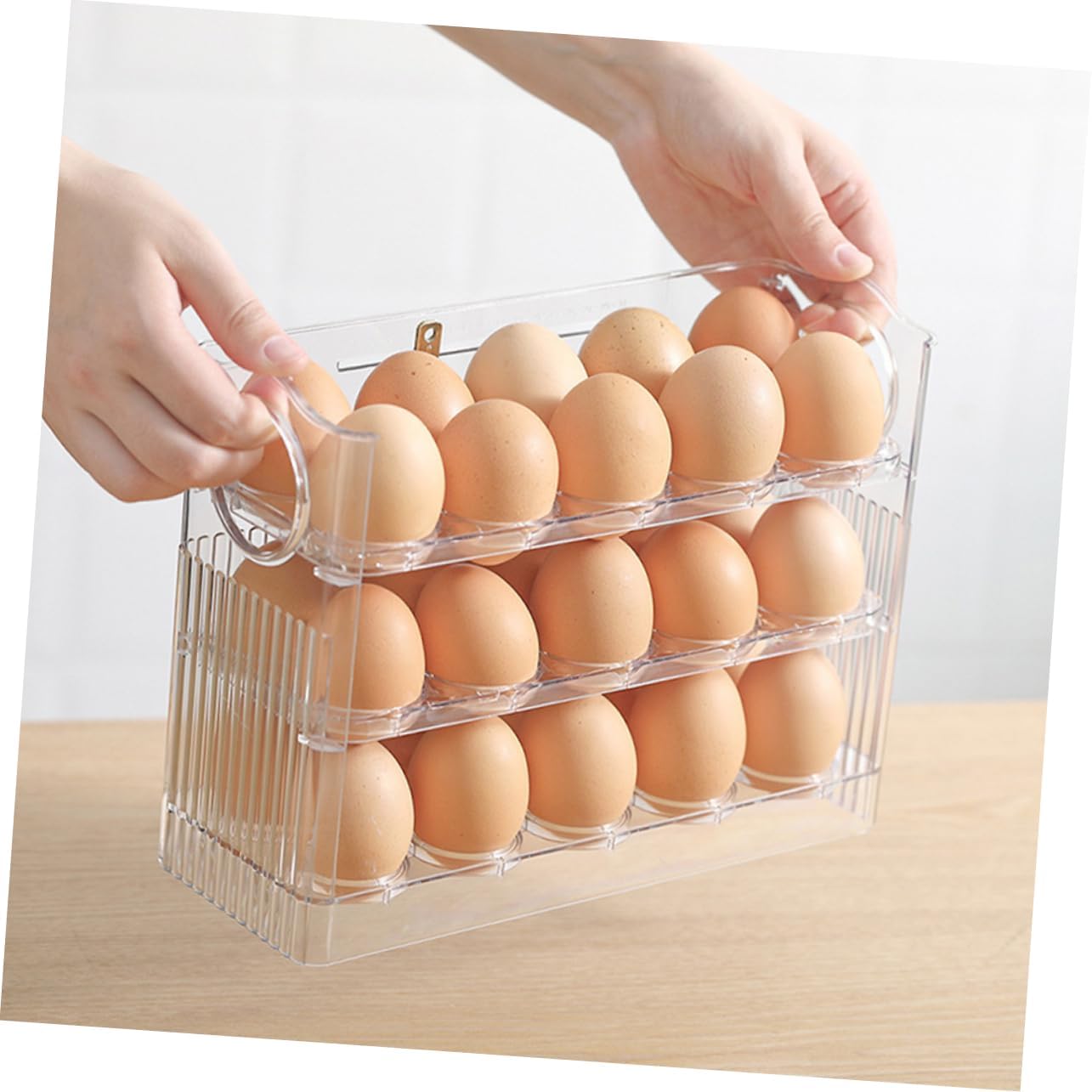 Egg Container for Refrigerator Transparent Egg Preservation Tray with Design and Vertical Storage for Organized Kitchen Use
