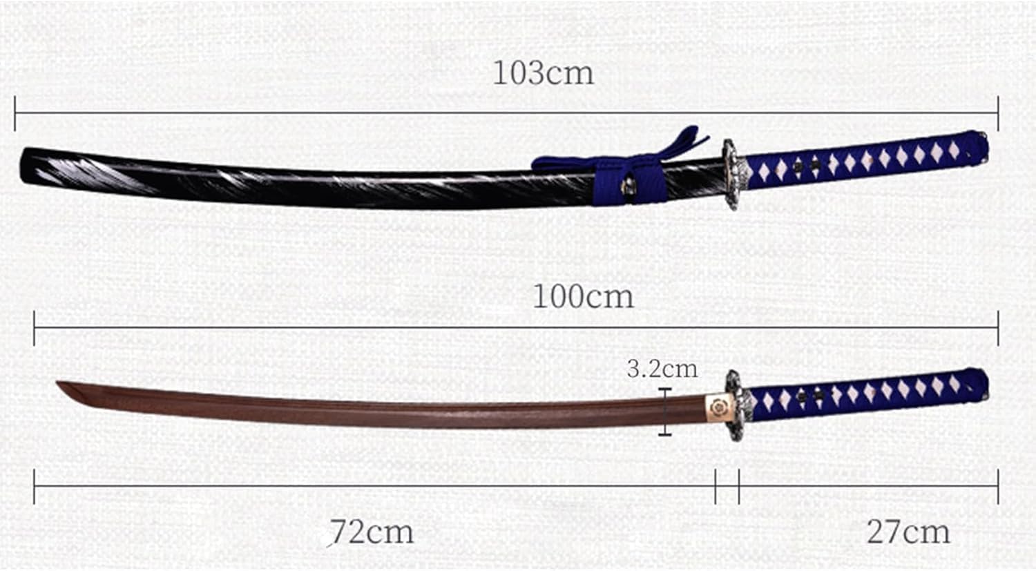 Katana en Bois de wengé Naturel,bokken Fait à la Main,épées de samouraï en Bois,épée d'entraînement en Bois pour la décoration,Cosplay,Kendo,Cadeaux,Festivals-D||103CM