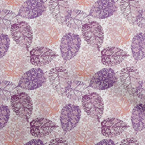 oneOone Cotton Poplin Twill Purple Fabric Leaves Sewing Craft Projects Fabric Prints by Yard 56 Inch Wide