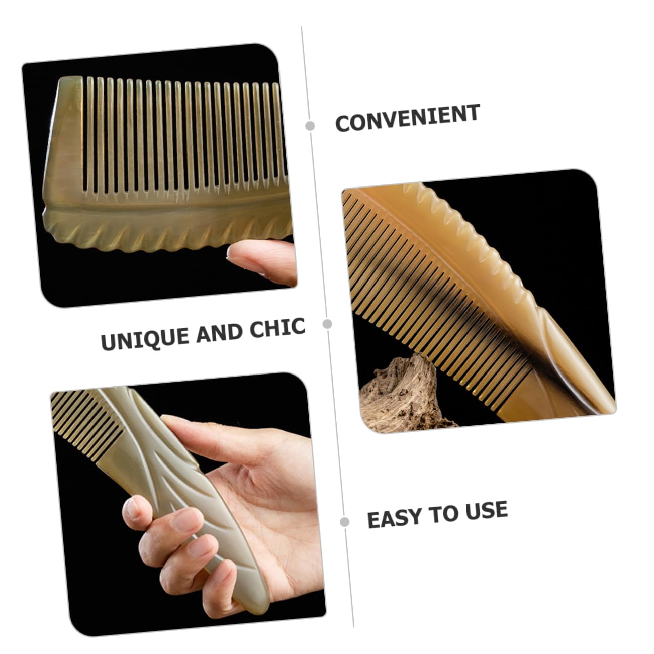 Beaupretty 3 Pièces Peigne En Bois Fin Peigne à Moustache à Cheveux En Bois Naturel s De Coiffure Pour Femmes De Soin Des Cheveux Masseur Homme Antistatique Cornes