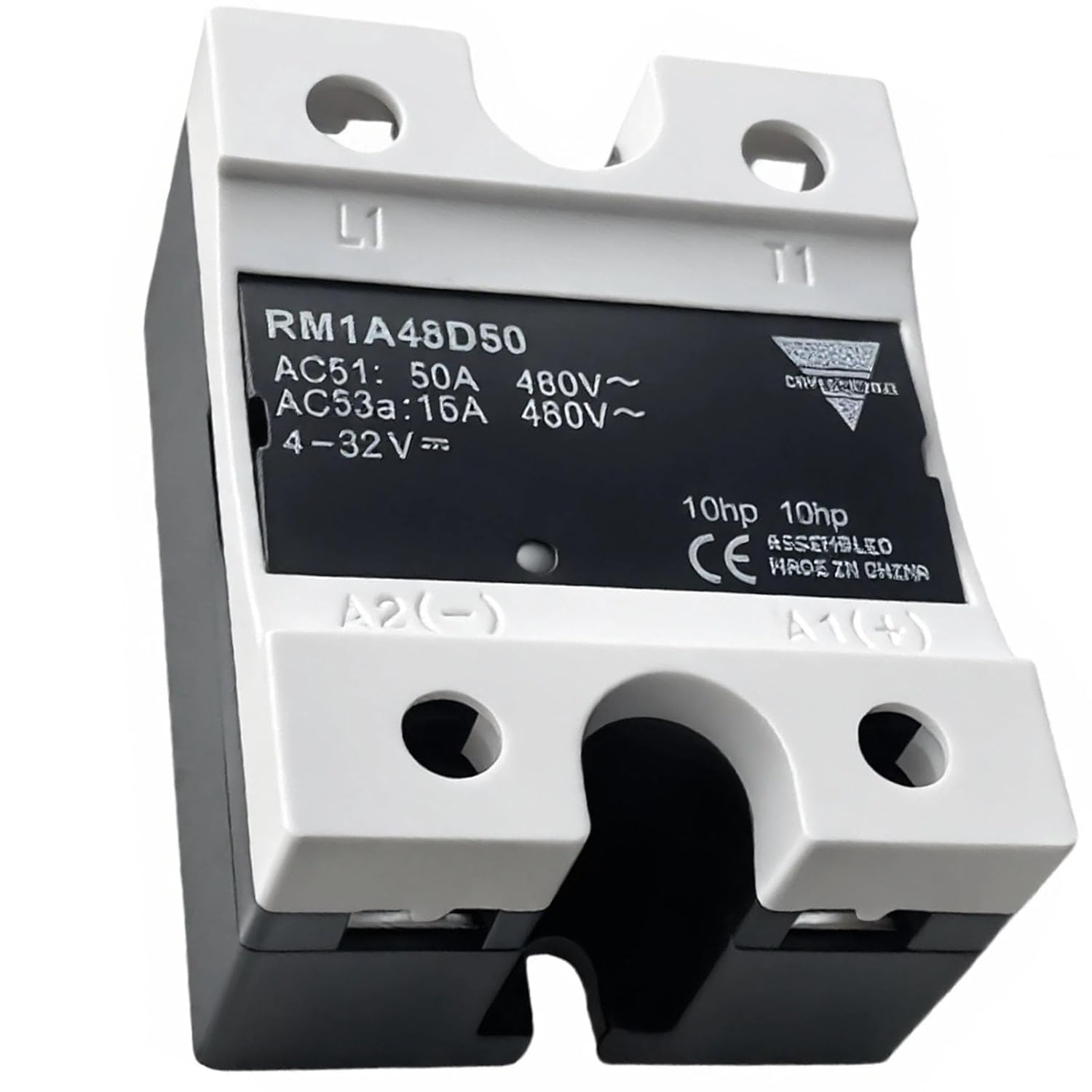 Compatible with Carlo Gavazzi RM1A48D50 Solid State Relay, 50A 42-530VAC, 4-32VDC Control, Single-Phase Zero-Cross Panel Mount SSR with LED and Varistor Protection