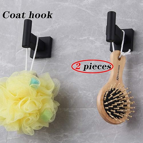 Miniatura 3 de GERZWY Gancho para ropa de baño, color negro mate, SUS 304, de acero inoxidable, para baño, cocina, garaje, resistente, contemporáneo, estilo hotel,