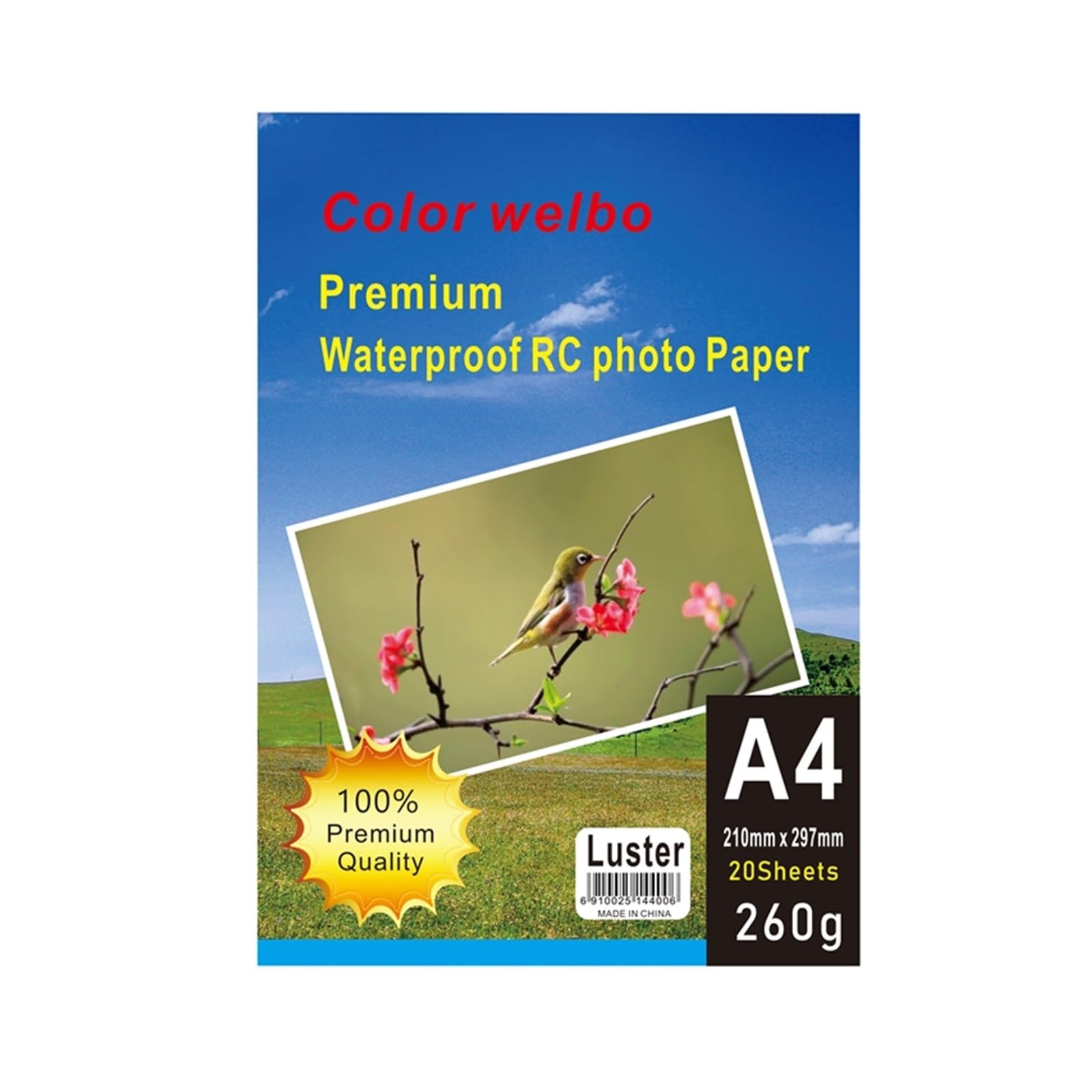 DAVBIR Sezon szkolny Biuro Impreza rodzinna 260g 20 arkuszy formatu A4 Zamszowa drukarka atramentowa o wysokim połysku Papier fotograficzny do obrazów cyfrowych perfection (Color : White)