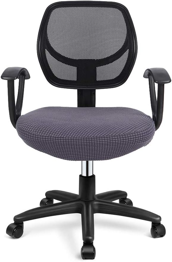 Deisy Dee Stretch Office Computer Chair Seat Covers, Removable Washable Anti-dust Desk Chair Seat Cushion Protectors C173 (Grey)