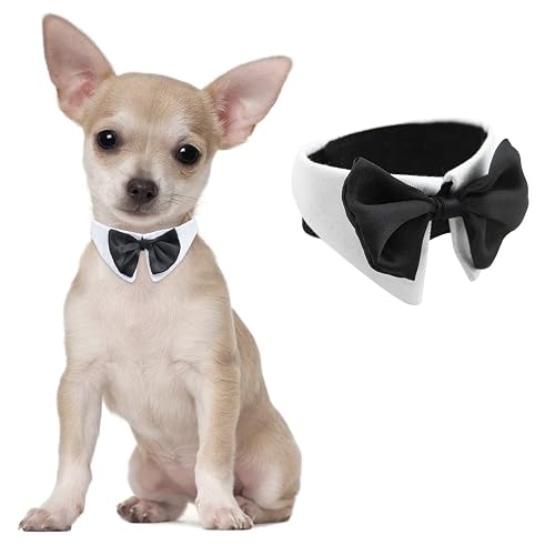 HACRAHO Pajarita de esmoquin para perro, 1 paquete de collar formal ajustable blanco para mascotas