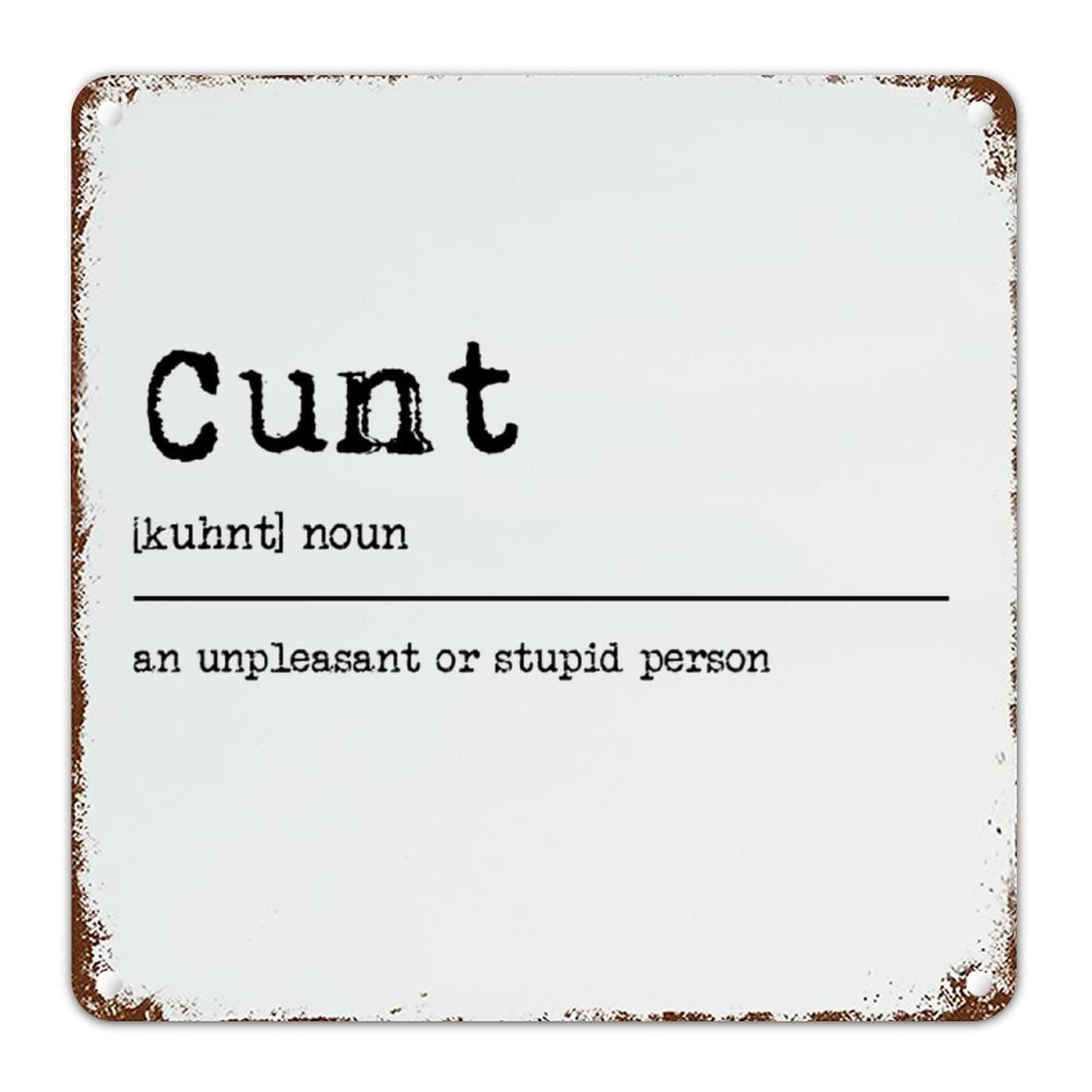 CowkissSign Cunt Noun Definition Aluminum Sign Cunt Definition Metal Art Sign Dictionary Artwork Typography Print French Vintage Retro Metal Signs for Bedroom Yard Garage Garden 10x10in