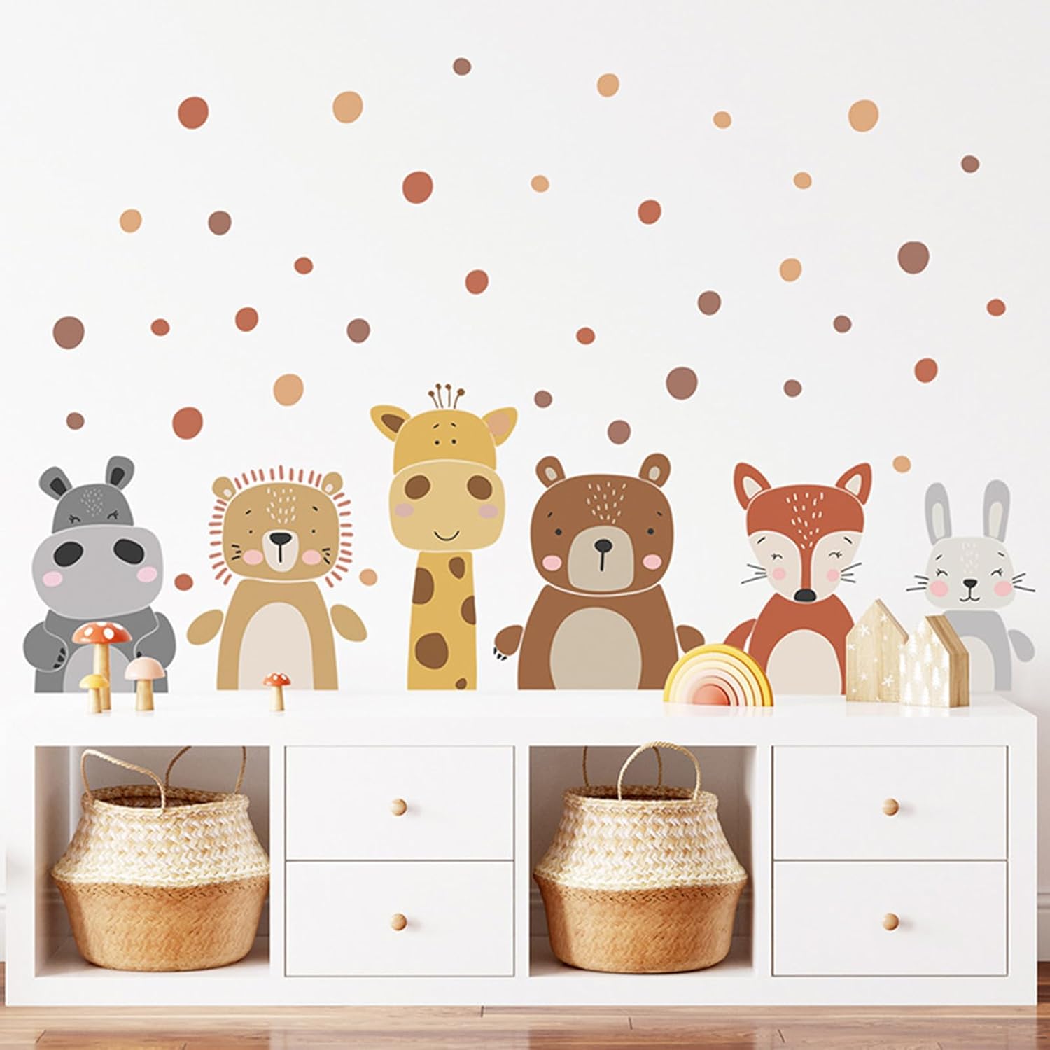Cute Woodland Animal Wall Stickers – Peel and Stick Removable Wall Decals for Kids Room Baby Nursery Toddler Bedroom Playroom Classroom Living Room Door Decor