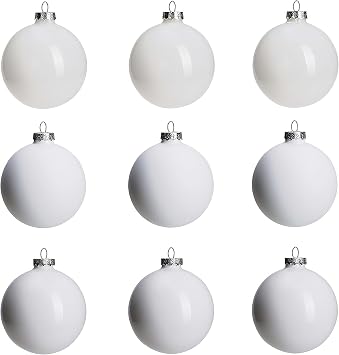 AOMOONOA White Glass Christmas Ball Ornaments for Trees, 3.15 Xmas Baubles