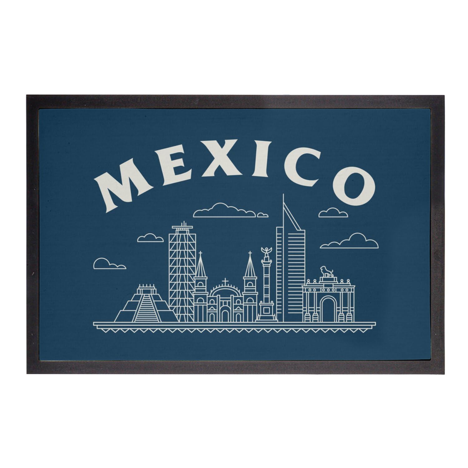 Paillasson Bleu Mexico Minimalist tapis entrée voyage 60x40cm