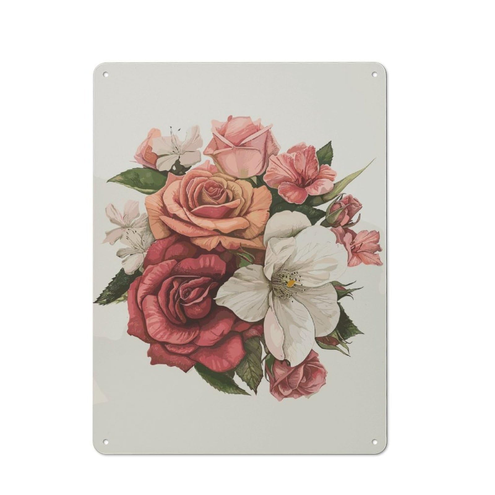 Classic Minimalist Flower Tin Sign 40x30cm, Classic Pub Decor for Cafe, Pub, Workshop Or Home Bar, Small Accent for Blank Walls