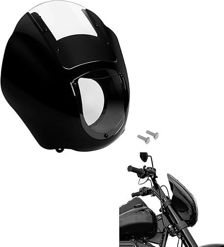 Miniatura 5 de Green-L Parabrisas de carenado de cabeza de cuarto con abrazaderas de horquilla de 1.929 in para Harley Sportster XL1200 XL883