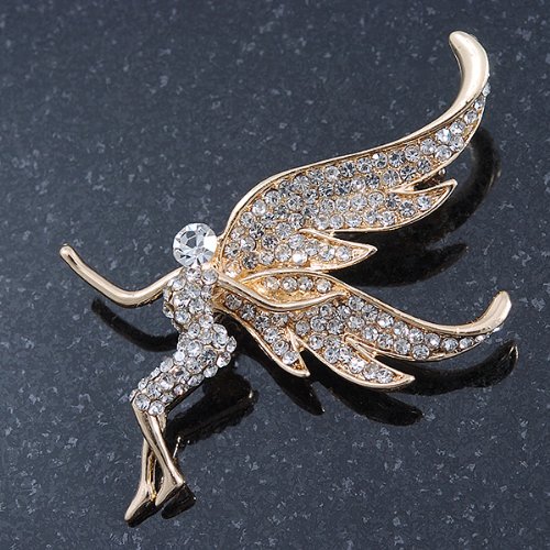 Broche de cristal transparente chapado en oro como regalo de aniversario 2