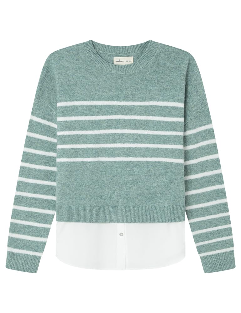 SPRINGFIELD Women's 3.t.ap.Sweater Elastan Bimateria Jersei, Mint Green, L