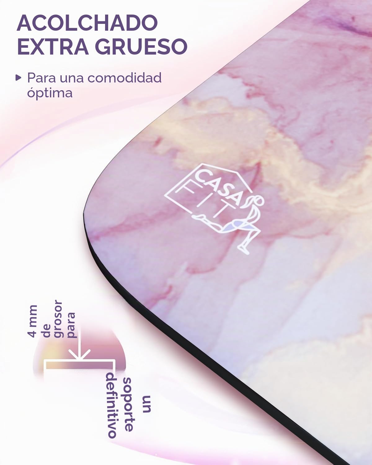 Esterilla de yoga de caucho natural ecológico y antideslizante, con diseño y correa de transporte, 183 x 68 x 4 mm