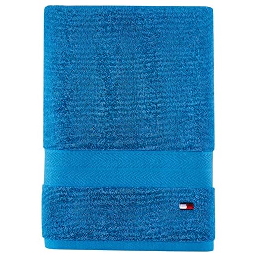Tommy Hilfiger Modern American Solid Bath Towel, 30 X 54 Inches, 100% Cotton 574 GSM (Swedish Blue)