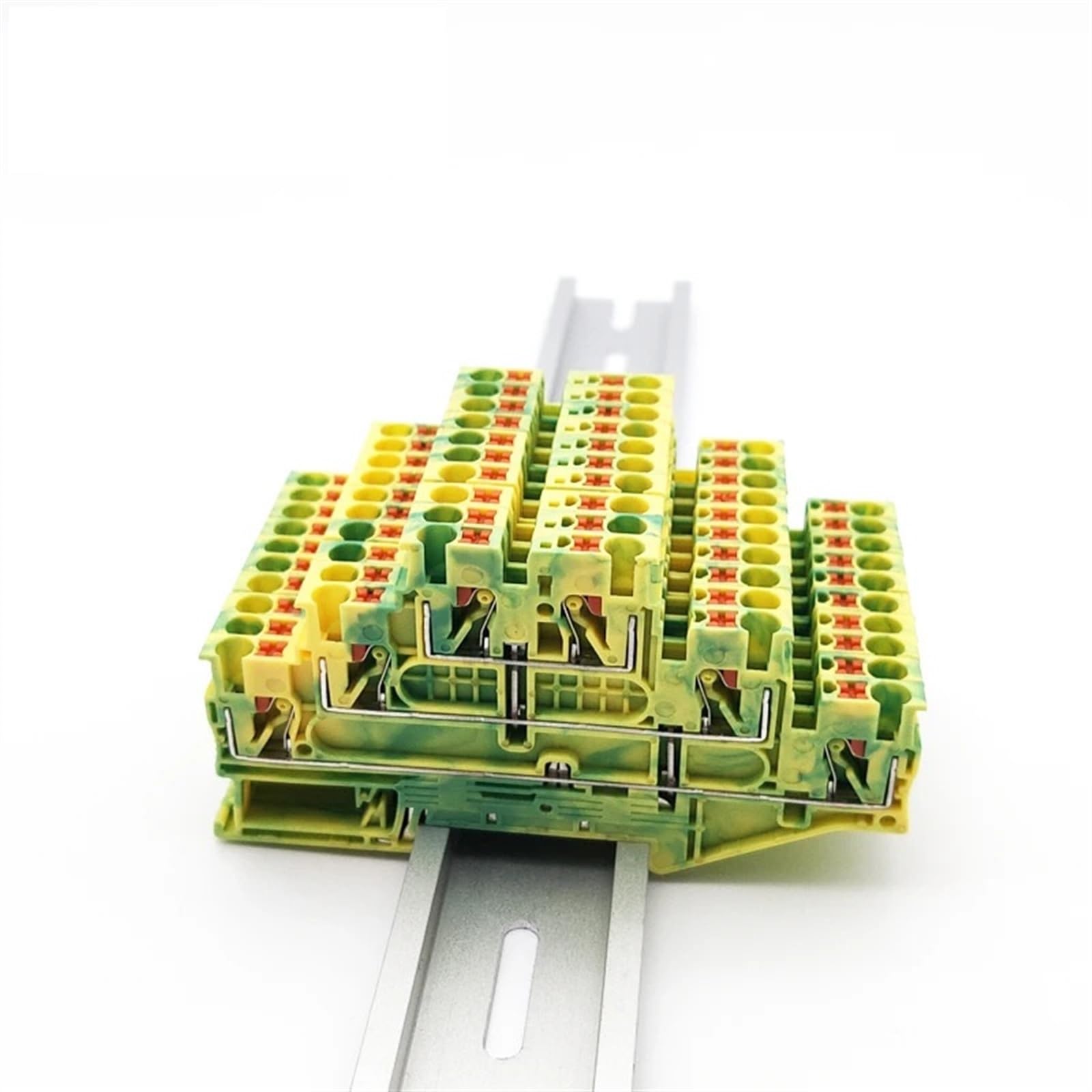 Morsettiera elettrica su Guida DIN PT-2.5-3L-PE Connettore Cavo Push-in a Terra a 3 Livelli Triplo Strato PT2.5-3L PT 2.5-3L-PE (Color : PT2.5-3L-PE, Size : 5 PCS)