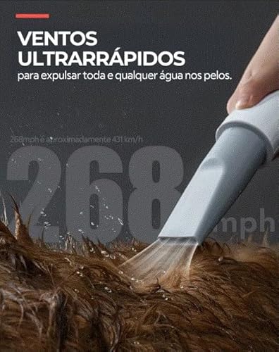 Soprador Silencioso com Aquecimento para Cães e Gatos, 99 Velocidades, Controle de Temperatura, 3 bo