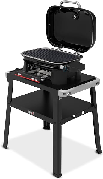 Weber Lumin Compact Electric Barbecue with Stand, Up to 315 °C, with Thermometer in Lid, Cast Iron Grills Enameled in Porcelain, Cooking Surface 43 × 32 cm, Black (1501653) - 3