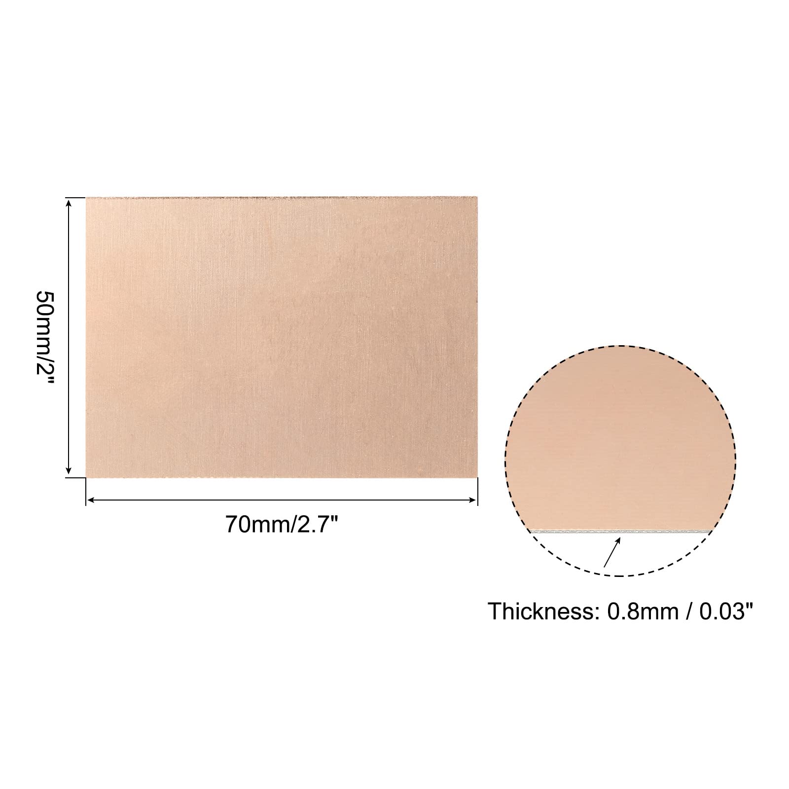 PATIKIL FR4 Laminato Rivestito in Rame a Lato Singolo PCB, 5 Pezzi 70 x 50 x 0,8mm Circuito Prototipo Universale Placcato in Rame