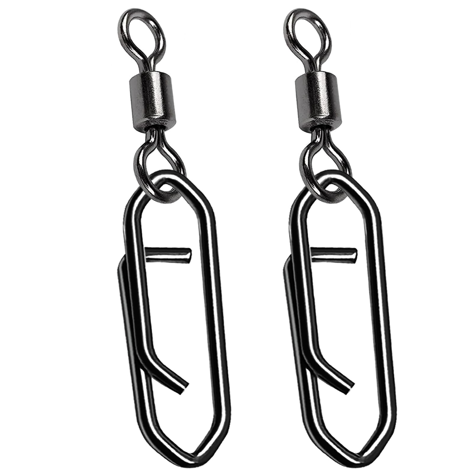 AMYSPORTS High Strength Saltwater Barrel Swivels Fishing Tackle Stainless Steel Line Connector Fishing Snaps Swivel Change Quick Fishing Clips Snap Black Nickel, 50pcs, 21lbs